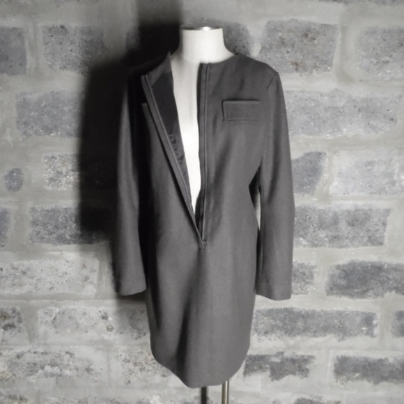 Jill Sander for Uniqlo zip front wool slim fit long sleeve dress brown - Picture 6 of 7